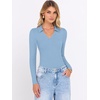 image:imageANRABESS Women Long Sleeve Polo Shirts V Neck Slim Rib Knit Collared Dressy Business Casual Top 2026 Basic Tee Fall OutfitsLight Blue