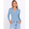 image:imageANRABESS Women Long Sleeve Polo Shirts V Neck Slim Rib Knit Collared Dressy Business Casual Top 2026 Basic Tee Fall OutfitsLight Blue