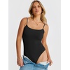 image:imageANRABESS Womens Bodysuits Square Neck Backless Spaghetti Straps Ultra Soft Double Lined Layering Top for Daily Work TravelBlack
