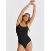 image:imageANRABESS Womens Bodysuits Square Neck Backless Spaghetti Straps Ultra Soft Double Lined Layering Top for Daily Work TravelBlack