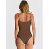 image:imageANRABESS Womens Bodysuits Square Neck Backless Spaghetti Straps Ultra Soft Double Lined Layering Top for Daily Work TravelBrown