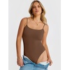 image:imageANRABESS Womens Bodysuits Square Neck Backless Spaghetti Straps Ultra Soft Double Lined Layering Top for Daily Work TravelBrown
