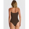 image:imageANRABESS Womens Bodysuits Square Neck Backless Spaghetti Straps Ultra Soft Double Lined Layering Top for Daily Work TravelDeep Brown