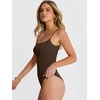 image:imageANRABESS Womens Bodysuits Square Neck Backless Spaghetti Straps Ultra Soft Double Lined Layering Top for Daily Work TravelDeep Brown