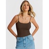 image:imageANRABESS Womens Bodysuits Square Neck Backless Spaghetti Straps Ultra Soft Double Lined Layering Top for Daily Work TravelDeep Brown