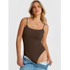 image:imageANRABESS Womens Bodysuits Square Neck Backless Spaghetti Straps Ultra Soft Double Lined Layering Top for Daily Work TravelDeep Brown