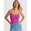 image:imageANRABESS Womens Bodysuits Square Neck Backless Spaghetti Straps Ultra Soft Double Lined Layering Top for Daily Work TravelHot Pink