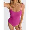 image:imageANRABESS Womens Bodysuits Square Neck Backless Spaghetti Straps Ultra Soft Double Lined Layering Top for Daily Work TravelHot Pink