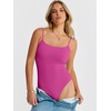 image:imageANRABESS Womens Bodysuits Square Neck Backless Spaghetti Straps Ultra Soft Double Lined Layering Top for Daily Work TravelHot Pink