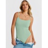 image:imageANRABESS Womens Bodysuits Square Neck Backless Spaghetti Straps Ultra Soft Double Lined Layering Top for Daily Work TravelLight Green