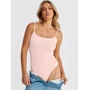 image:imageANRABESS Womens Bodysuits Square Neck Backless Spaghetti Straps Ultra Soft Double Lined Layering Top for Daily Work TravelPink