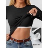 image:imageANRABESS Womens Long Sleeve Shirts Top Built in Bra  Crew NeckSoft Stretchy Breathable RibbedSlim FitBasic TeeCasual Going OutWork Travel AllDay WearSpring Fall LayerBlack