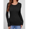 image:imageANRABESS Womens Long Sleeve Shirts Top Built in Bra  Crew NeckSoft Stretchy Breathable RibbedSlim FitBasic TeeCasual Going OutWork Travel AllDay WearSpring Fall LayerBlack