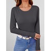 image:imageANRABESS Womens Long Sleeve Shirts Top Built in Bra  Crew NeckSoft Stretchy Breathable RibbedSlim FitBasic TeeCasual Going OutWork Travel AllDay WearSpring Fall LayerDeep Grey