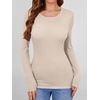 image:imageANRABESS Womens Long Sleeve Shirts Top Built in Bra  Crew NeckSoft Stretchy Breathable RibbedSlim FitBasic TeeCasual Going OutWork Travel AllDay WearSpring Fall LayerBeige