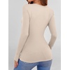 image:imageANRABESS Womens Long Sleeve Shirts Top Built in Bra  Crew NeckSoft Stretchy Breathable RibbedSlim FitBasic TeeCasual Going OutWork Travel AllDay WearSpring Fall LayerBeige
