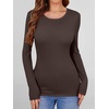 image:imageANRABESS Womens Long Sleeve Shirts Top Built in Bra  Crew NeckSoft Stretchy Breathable RibbedSlim FitBasic TeeCasual Going OutWork Travel AllDay WearSpring Fall LayerCoffee