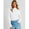 image:imageANRABESS Womens Mock Neck Long Sleeve Bodysuit Top  Soft Stretch Ribbed Slim FitBasic Tee ShirtsBusiness Casual OutfitsGoing Out Everyday WearFall Winter Layer ClothingWhite