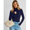 image:imageANRABESS Womens Mock Neck Long Sleeve Bodysuit Top  Soft Stretch Ribbed Slim FitBasic Tee ShirtsBusiness Casual OutfitsGoing Out Everyday WearFall Winter Layer ClothingNavy Blue