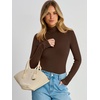 image:imageANRABESS Womens Mock Neck Long Sleeve Bodysuit Top  Soft Stretch Ribbed Slim FitBasic Tee ShirtsBusiness Casual OutfitsGoing Out Everyday WearFall Winter Layer ClothingCoffee
