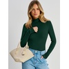 image:imageANRABESS Womens Mock Neck Long Sleeve Bodysuit Top  Soft Stretch Ribbed Slim FitBasic Tee ShirtsBusiness Casual OutfitsGoing Out Everyday WearFall Winter Layer ClothingDeep Green