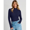 image:imageANRABESS Womens Mock Neck Long Sleeve Bodysuit Top  Soft Stretch Ribbed Slim FitBasic Tee ShirtsBusiness Casual OutfitsGoing Out Everyday WearFall Winter Layer ClothingNavy Blue