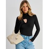 image:imageANRABESS Womens Mock Neck Long Sleeve Bodysuit Top  Soft Stretch Ribbed Slim FitBasic Tee ShirtsBusiness Casual OutfitsGoing Out Everyday WearFall Winter Layer ClothingBlack