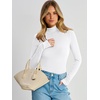 image:imageANRABESS Womens Mock Neck Long Sleeve Bodysuit Top  Soft Stretch Ribbed Slim FitBasic Tee ShirtsBusiness Casual OutfitsGoing Out Everyday WearFall Winter Layer ClothingWhite