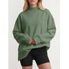 image:imageANRABESS Womens Oversized Mock Neck Sweatshirts  Pullover Side Slit Long Sleeve Tops Loose Fit Comfy Warm Soft Casual Work Daily Outfit Fall Winter Essential ClothesGreen
