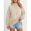 image:imageANRABESS Womens Oversized Mock Neck Sweatshirts  Pullover Side Slit Long Sleeve Tops Loose Fit Comfy Warm Soft Casual Work Daily Outfit Fall Winter Essential ClothesParchment