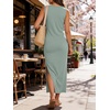 image:imageANRABESS Womens Summer Maxi Dress Tank Long Dresses  Soft Comfy WrinkleFree Fabric Tie Waist Split Casual Travel Outfits Dressy Elegant Trendy Fall LayerLight Green