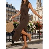 image:imageANRABESS Womens Summer Maxi Dress Tank Long Dresses  Soft Comfy WrinkleFree Fabric Tie Waist Split Casual Travel Outfits Dressy Elegant Trendy Fall LayerBrown