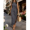 image:imageANRABESS Womens Summer Maxi Dress Tank Long Dresses  Soft Comfy WrinkleFree Fabric Tie Waist Split Casual Travel Outfits Dressy Elegant Trendy Fall LayerDeep Grey
