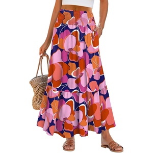 image:imageANRABESS Women Boho Floral Maxi Skirts High Waisted Tiered Skirt Flowy Beach Skirts with Pockets for Vacation amp Summer WearPrint Floral Butterfly