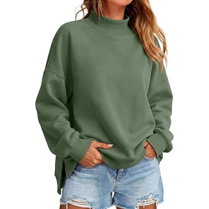 image:imageANRABESS Womens Oversized Mock Neck Sweatshirts  Pullover Side Slit Long Sleeve Tops Loose Fit Comfy Warm Soft Casual Work Daily Outfit Fall Winter Essential ClothesGreen