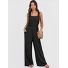 image:imageANRABESS Jumpsuits for Women Casual Smocked Sleeveless Wide Leg Comfy Rompers With Pockets Summer Vacation amp Dressy WearBlack