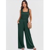 image:imageANRABESS Jumpsuits for Women Casual Smocked Sleeveless Wide Leg Comfy Rompers With Pockets Summer Vacation amp Dressy WearDeep Green