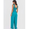 image:imageANRABESS Jumpsuits for Women Casual Smocked Sleeveless Wide Leg Comfy Rompers With Pockets Summer Vacation amp Dressy WearLake Green