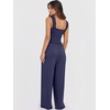 image:imageANRABESS Jumpsuits for Women Casual Smocked Sleeveless Wide Leg Comfy Rompers With Pockets Summer Vacation amp Dressy WearNavy Blue