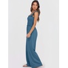 image:imageANRABESS Jumpsuits for Women Casual Smocked Sleeveless Wide Leg Comfy Rompers With Pockets Summer Vacation amp Dressy WearTeal Blue