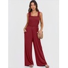 image:imageANRABESS Jumpsuits for Women Casual Smocked Sleeveless Wide Leg Comfy Rompers With Pockets Summer Vacation amp Dressy WearWine Red