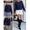 image:imageANRABESS Lightweight Cardigan Sweaters for Women Trendy  Soft Breathable Knit Subtle Cropped Long Sleeve Button Down Crewneck Relaxed Loose Fit Casual amp Work Wear Fall OutfitsNavy Blue