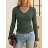 image:imageANRABESS Long Sleeve V Neck Ribbed Shirts for Women  Slim Fitted Knit Tops Comfy Lightweight Sweaters Casual Work Basic TShirts Fall Winter Layering ClothesDeep Green