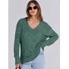 image:imageANRABESS Ribbed V Neck Long Sleeve Shirts for Women  Soft lightweight Sweaters Loose Fit Office Work Casual Daily Wear Tunic 2026 Fall Winter Transition OutfitsGreen