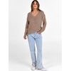 image:imageANRABESS Ribbed V Neck Long Sleeve Shirts for Women  Soft lightweight Sweaters Loose Fit Office Work Casual Daily Wear Tunic 2026 Fall Winter Transition OutfitsDeep Khaki