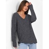 image:imageANRABESS Ribbed V Neck Long Sleeve Shirts for Women  Soft lightweight Sweaters Loose Fit Office Work Casual Daily Wear Tunic 2026 Fall Winter Transition OutfitsDeep Grey
