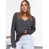 image:imageANRABESS Ribbed V Neck Long Sleeve Shirts for Women  Soft lightweight Sweaters Loose Fit Office Work Casual Daily Wear Tunic 2026 Fall Winter Transition OutfitsDeep Grey