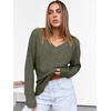 image:imageANRABESS Ribbed V Neck Long Sleeve Shirts for Women  Soft lightweight Sweaters Loose Fit Office Work Casual Daily Wear Tunic 2026 Fall Winter Transition OutfitsDeep Green