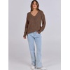 image:imageANRABESS Ribbed V Neck Long Sleeve Shirts for Women  Soft lightweight Sweaters Loose Fit Office Work Casual Daily Wear Tunic 2026 Fall Winter Transition OutfitsDark Brown