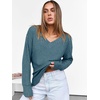 image:imageANRABESS Ribbed V Neck Long Sleeve Shirts for Women  Soft lightweight Sweaters Loose Fit Office Work Casual Daily Wear Tunic 2026 Fall Winter Transition OutfitsLake Blue